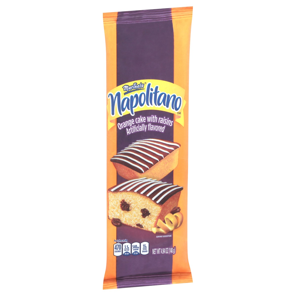 slide 5 of 11, Marinela Napolitano Orange Snack Cakes with Raisins and Chocolate Frosting, Twin-Pack, 2 ct