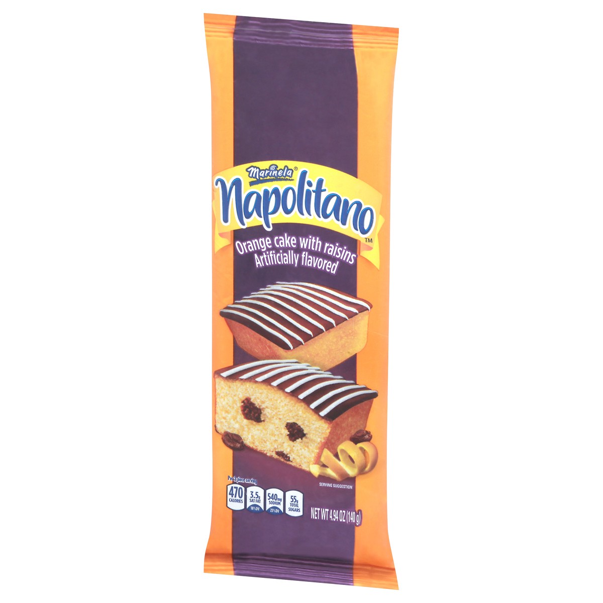 slide 3 of 11, Marinela Napolitano Orange Snack Cakes with Raisins and Chocolate Frosting, Twin-Pack, 2 ct