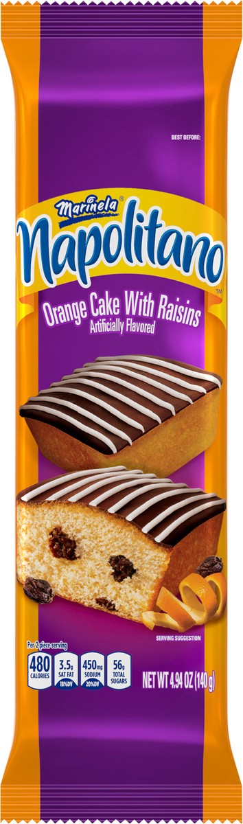 slide 1 of 11, Marinela Napolitano Orange Snack Cakes with Raisins and Chocolate Frosting, Twin-Pack, 2 ct