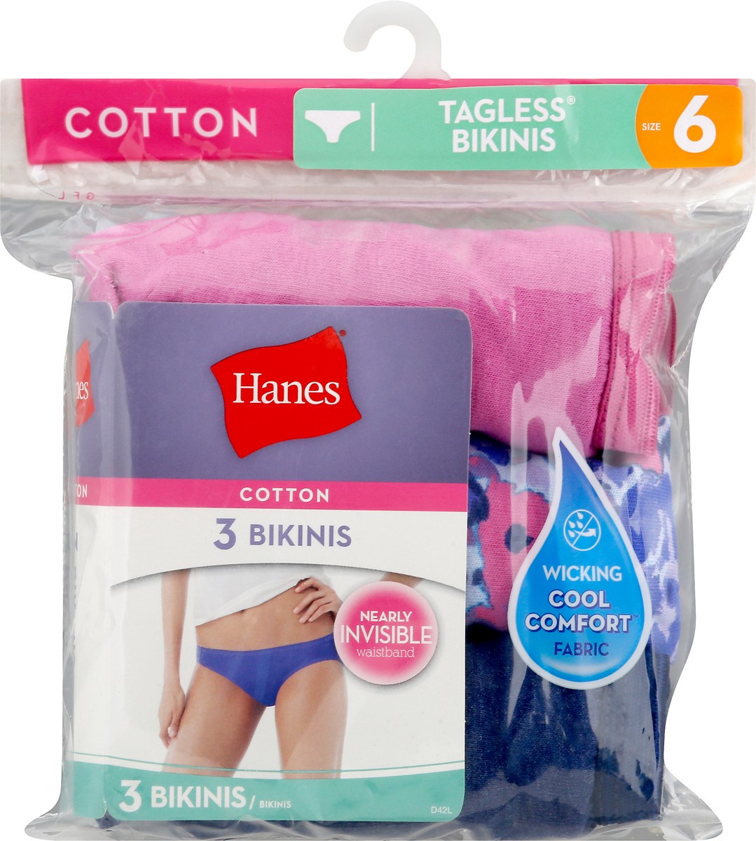 slide 1 of 11, Hanes Size 6 Cotton Tagless Bikinis 3 ea, 3 ct