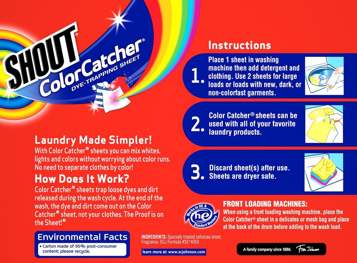 slide 8 of 15, Shout Color Catcher, Dye-Trapping Sheets, 24 Sheets, 24 ct