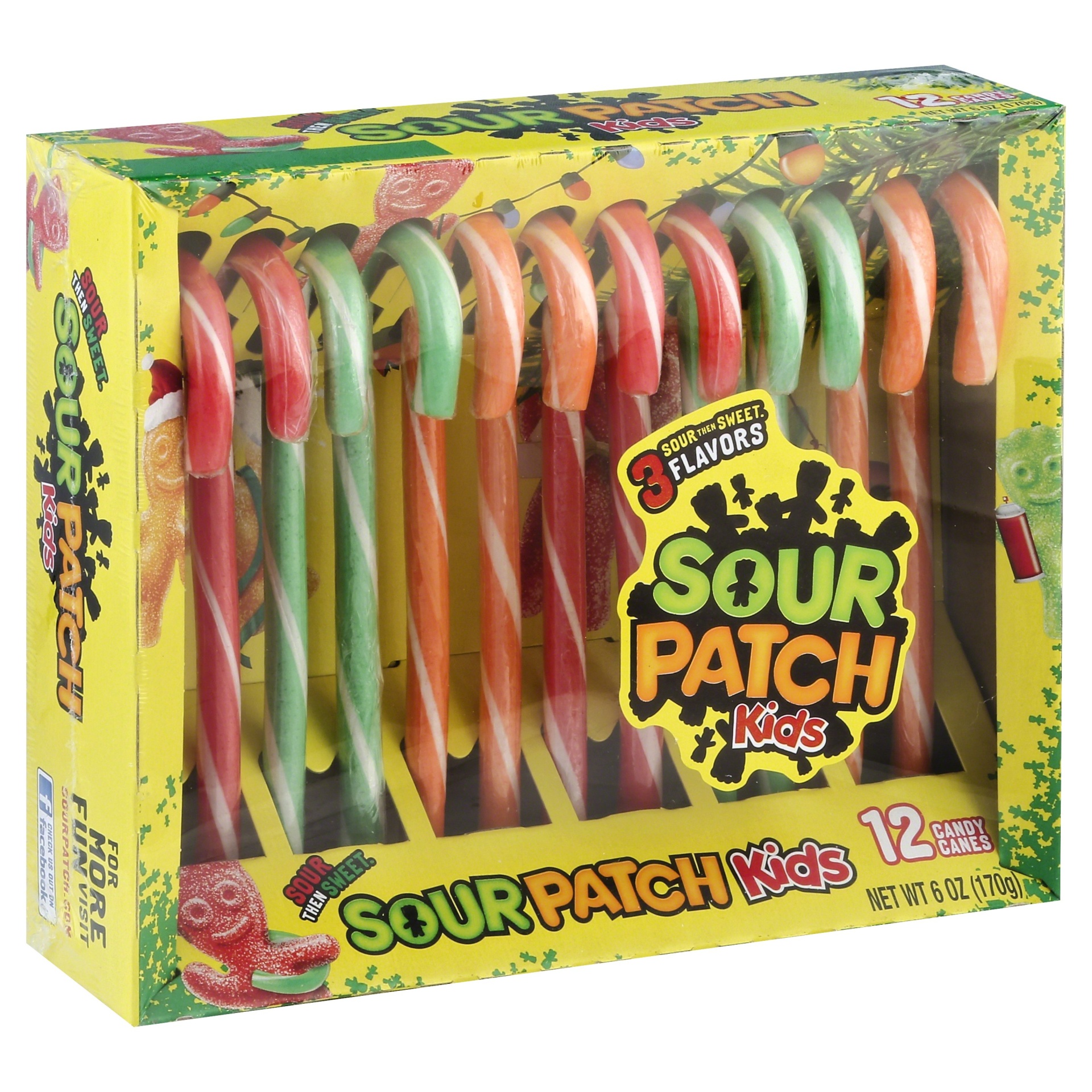 slide 1 of 1, Sour Patch Kids Candy Canes 12 ea, 12 ct