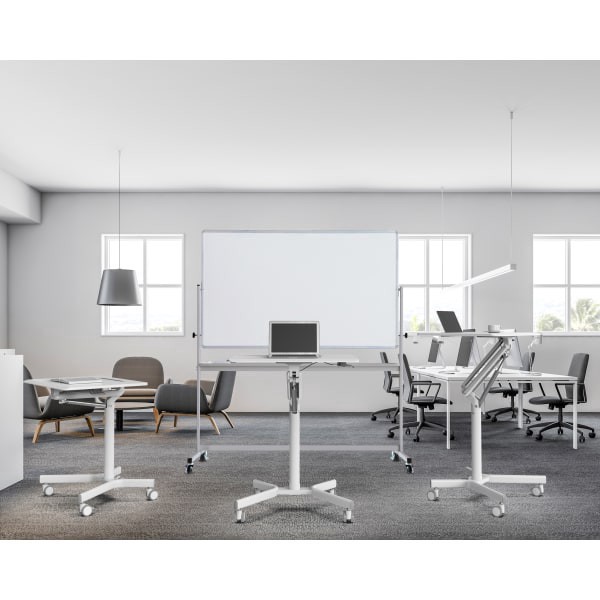 slide 4 of 10, Realspace 28"W Mobile Sit-To-Stand Compact Desk, White, 1 ct