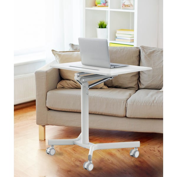 slide 1 of 10, Realspace 28"W Mobile Sit-To-Stand Compact Desk, White, 1 ct