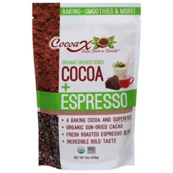 CocoaX Organic Unsweetened Cocoa + Espresso - 8 oz
