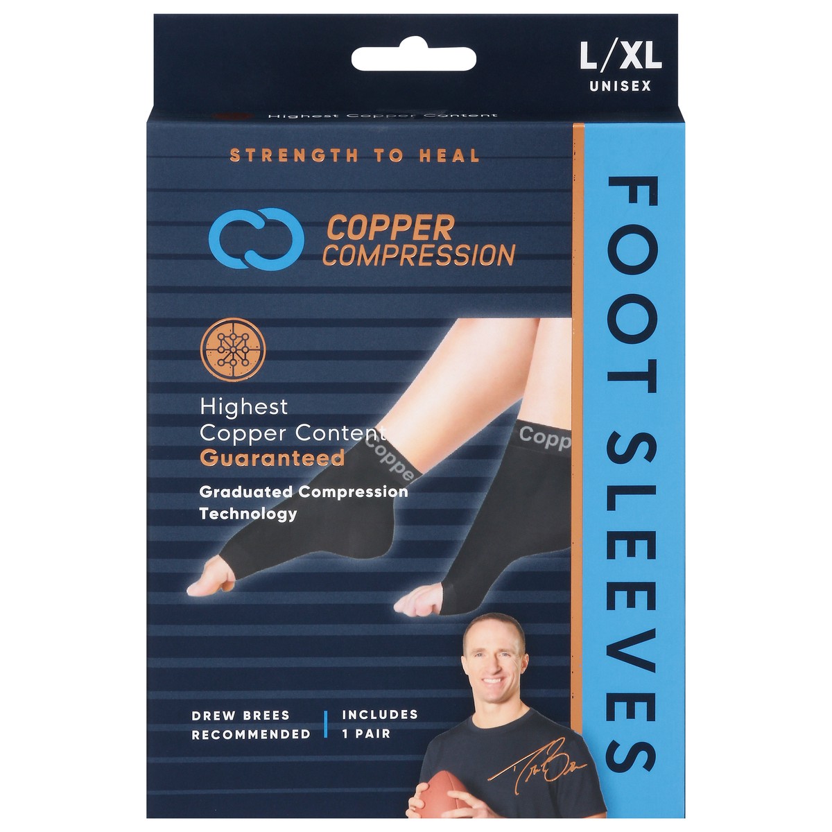 slide 3 of 4, Copper Compression - Foot Compression Sleeve - Large And Extra Large, 1 ct
