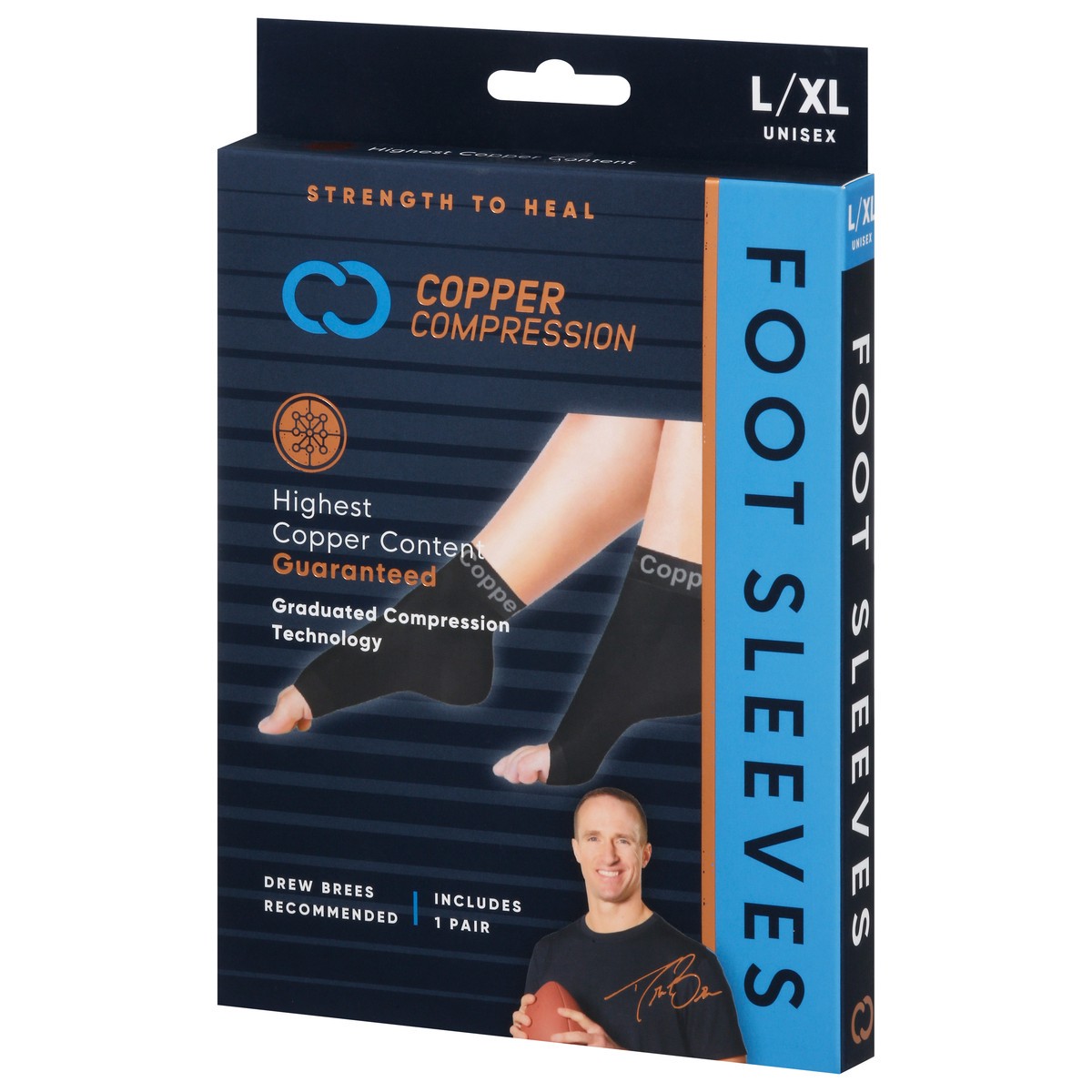 slide 2 of 4, Copper Compression - Foot Compression Sleeve - Large And Extra Large, 1 ct
