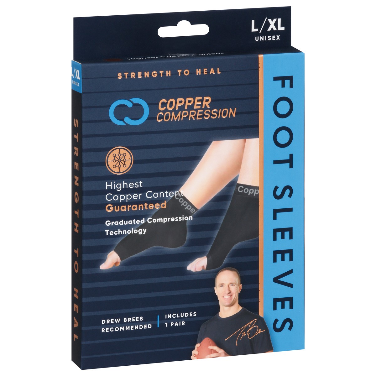 slide 4 of 4, Copper Compression - Foot Compression Sleeve - Large And Extra Large, 1 ct