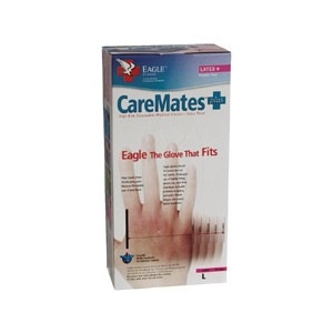 slide 1 of 1, Eagle Brand Caremates Plus Gloves Latex Powder Free Large, 50 ct