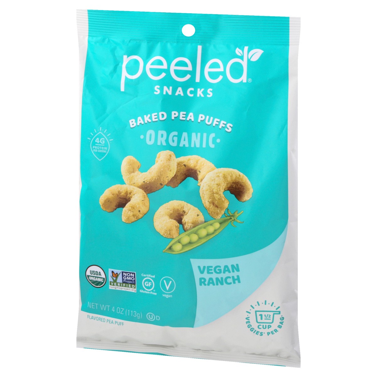 slide 5 of 12, Peeled Snacks Vegan Ranch Organic Baked Pea Puffs 4 oz, 4 oz