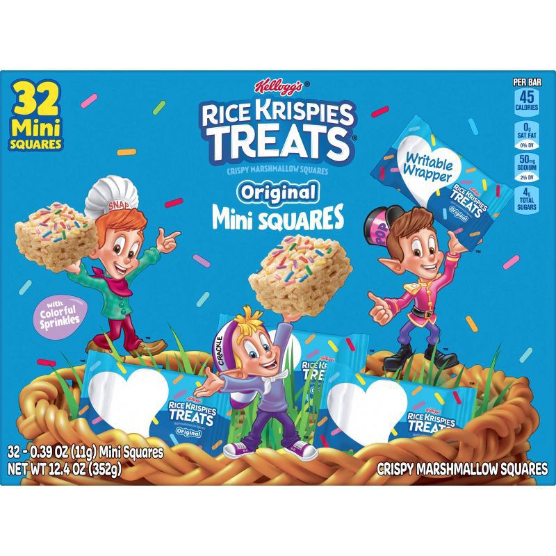 slide 3 of 5, Rice Krispies Treats Crispy Mini Marshmallow Squares, Easter Snacks, Cereal Bars, Original with Colorful Sprinkles, 12.4oz Box, 32 Count, 12.4 oz
