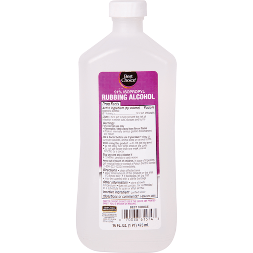 slide 1 of 1, Best Choice 91% Isopropyl Alcohol, 16 oz