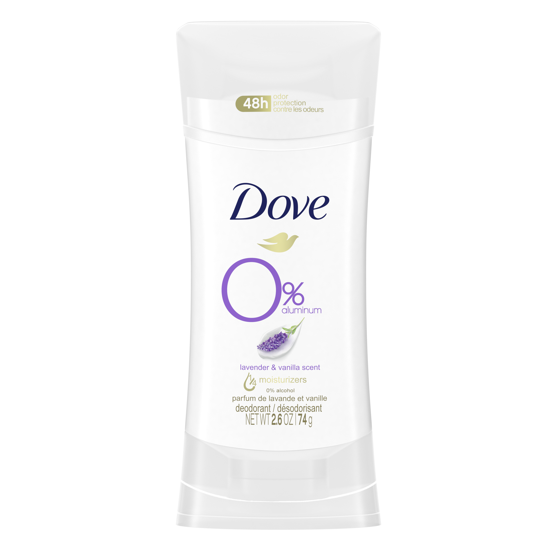 slide 7 of 7, Dove 0% Aluminum Deodorant Stick Lavender and Vanilla, 2.6 oz, 2.6 oz