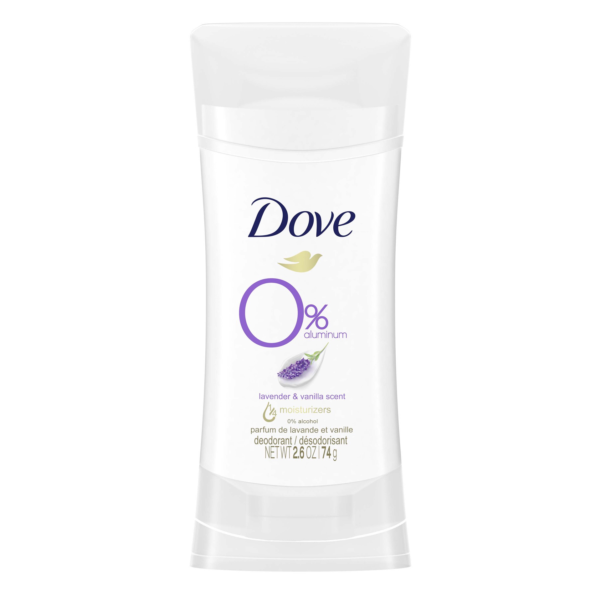 slide 6 of 7, Dove 0% Aluminum Deodorant Stick Lavender and Vanilla, 2.6 oz, 2.6 oz