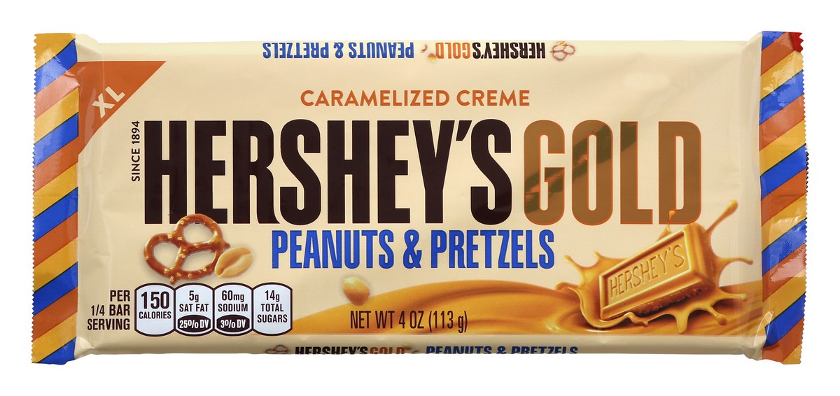 slide 8 of 8, Hershey's Hersheys Gold Peanuts Pretzels Xl Caramelized Creme Bar, 4 oz