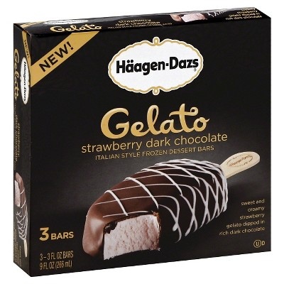 slide 1 of 1, Häagen-Dazs Strawberry Dark Chocolate Gelato Bars, 3 ct; 3 fl oz