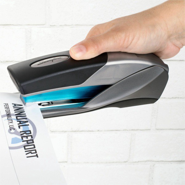 slide 3 of 10, Swingline LightTouch Reduced Effort Stapler Capacity- Blue, 1 ct