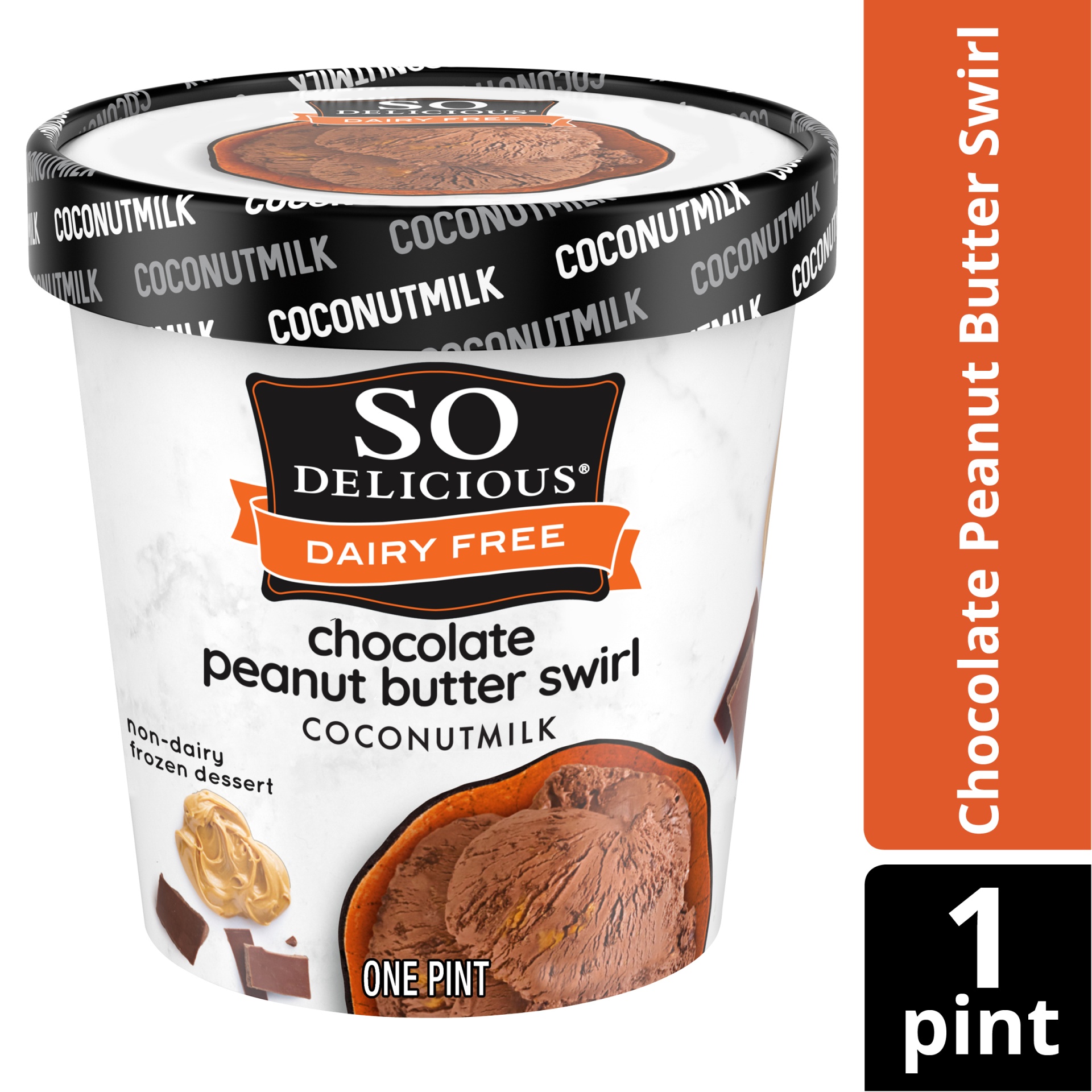 slide 1 of 7, So Delicious Dairy Free Chocolate Peanut Butter Swirl Coconut Milk Frozen Dessert, 16 fl oz