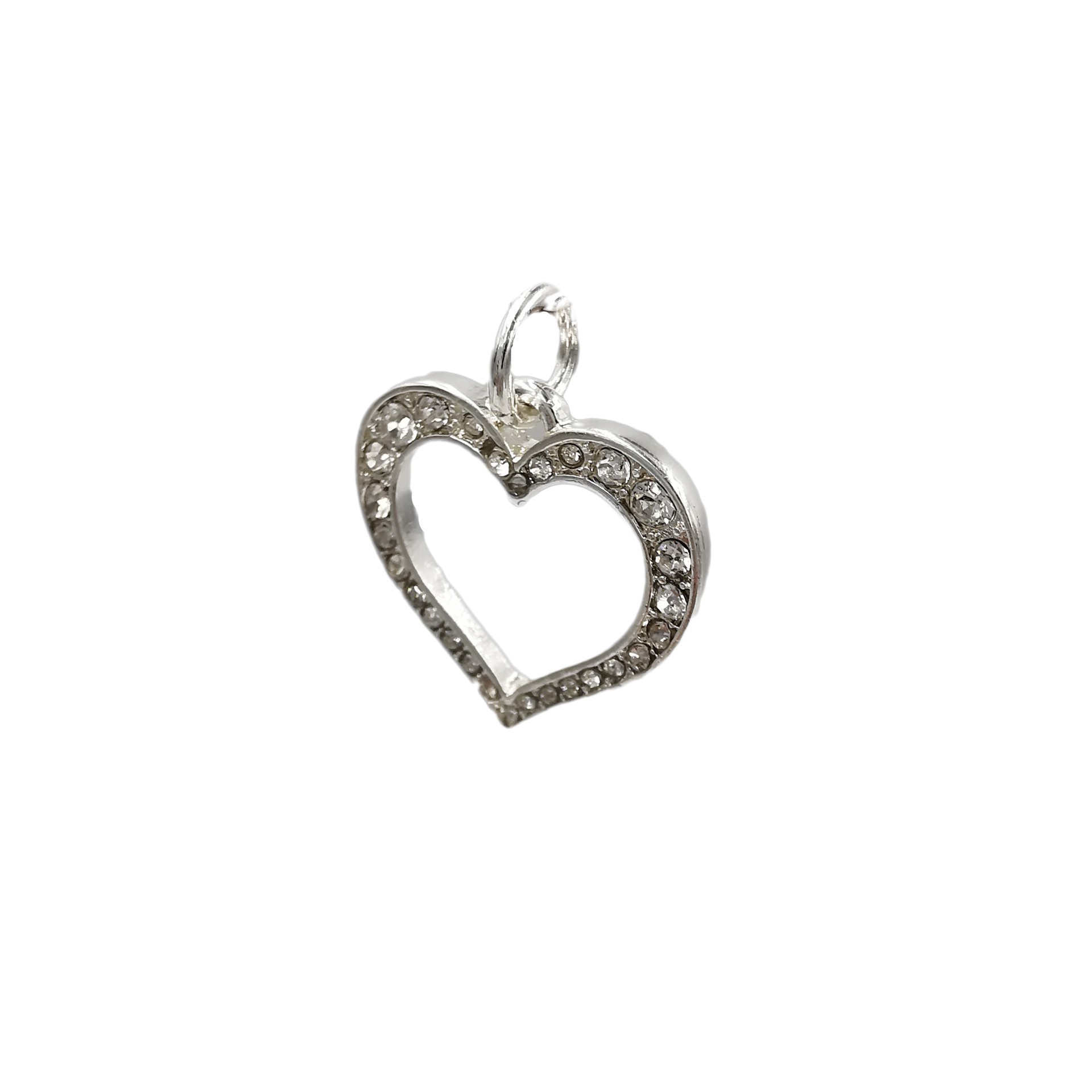 slide 3 of 4, Charmalong Silver Plated & Stone Paved Heart Charm By Bead Landing, 0.6 in x 0.6 in x 0.25 in