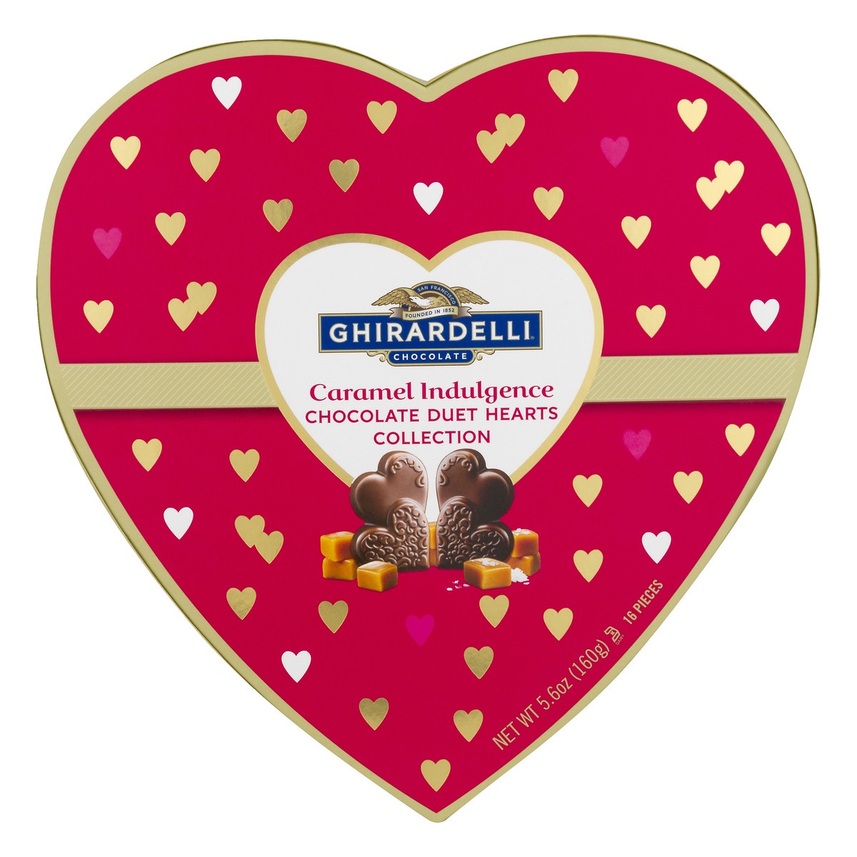 slide 1 of 9, Ghirardelli Assorted Indulgence Duet Hearts Collection Caramel Chocolate 16.0 ea, 16 ct