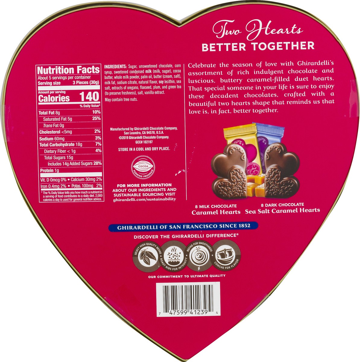 slide 5 of 9, Ghirardelli Assorted Indulgence Duet Hearts Collection Caramel Chocolate 16.0 ea, 16 ct