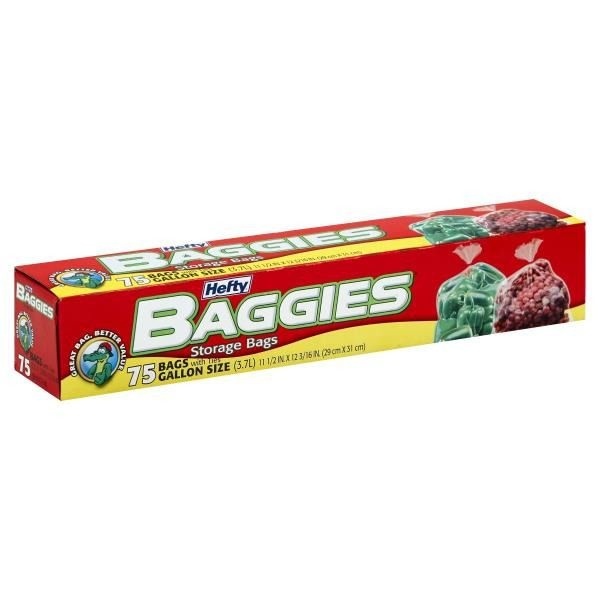 slide 1 of 1, Hefty Baggies Storage Bags with Ties, 75 ct; 1 gal