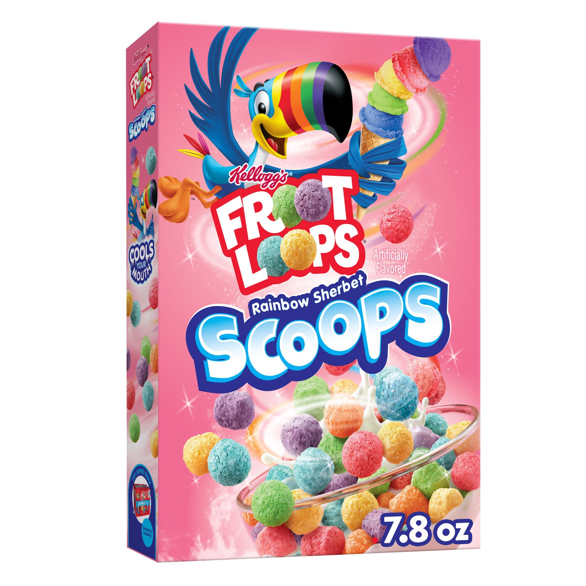 slide 1 of 1, Froot Loops Kellogg's Froot Loops Scoops Breakfast Cereal, Kids Cereal, Family Breakfast, Rainbow Sherbet, 7.8oz Box (1 Box), 7.8 oz