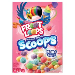 Kellogg's Froot Loops Scoops Breakfast Cereal, Kids Cereal, Family Breakfast, Rainbow Sherbet, 7.8oz Box (1 Box)