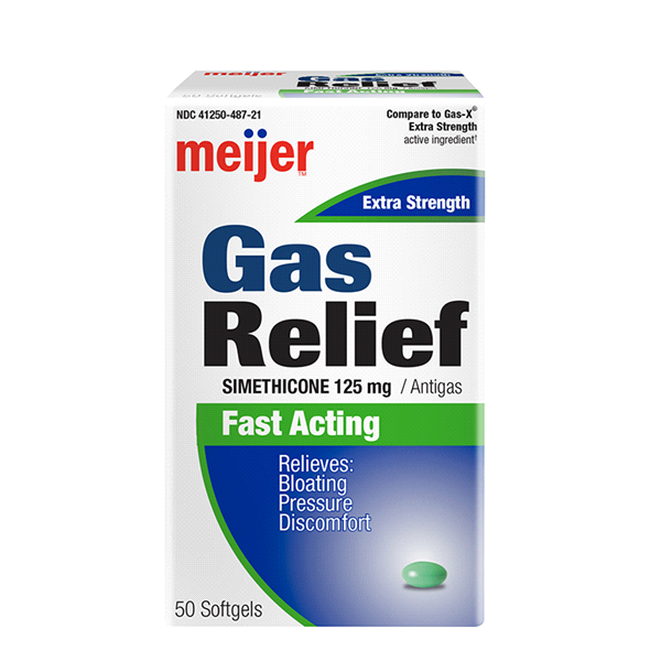 slide 1 of 1, Meijer Gas Relief 125mg Softgels, Extra Strength, 50 ct