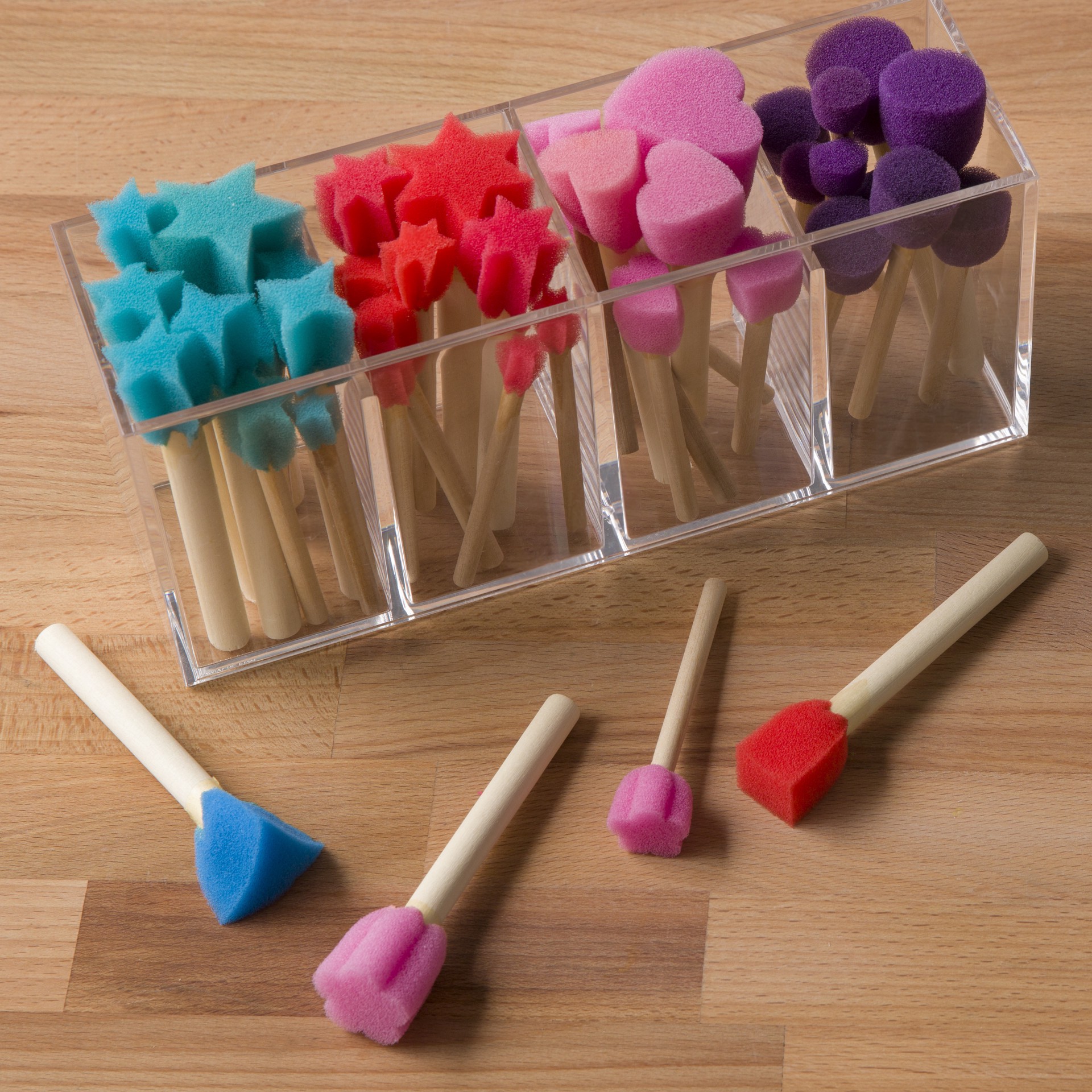 slide 2 of 3, 95 Count Spouncer Shaped Foam Brush Set By Craft Smart, 6.1 in x 6.1 in x 4.13 in