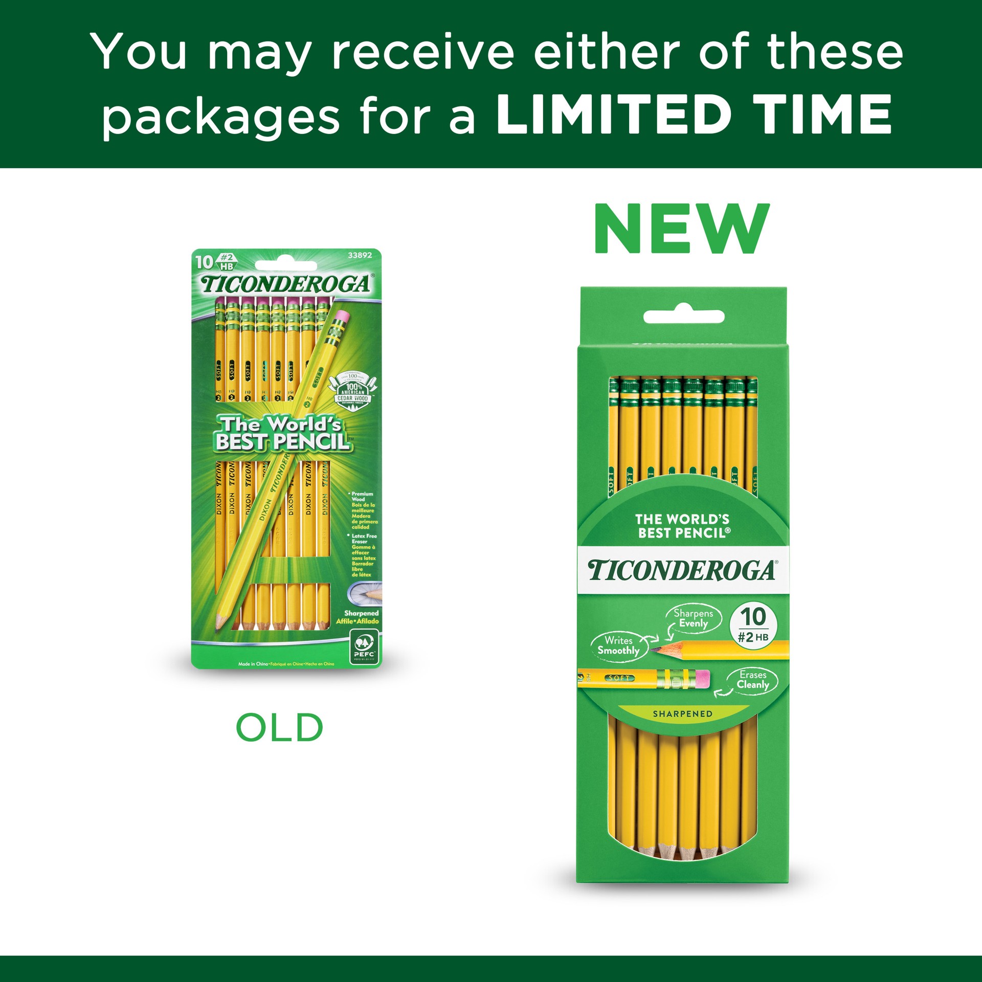 slide 2 of 5, Ticonderoga Pencils 10 ea, 10 ct