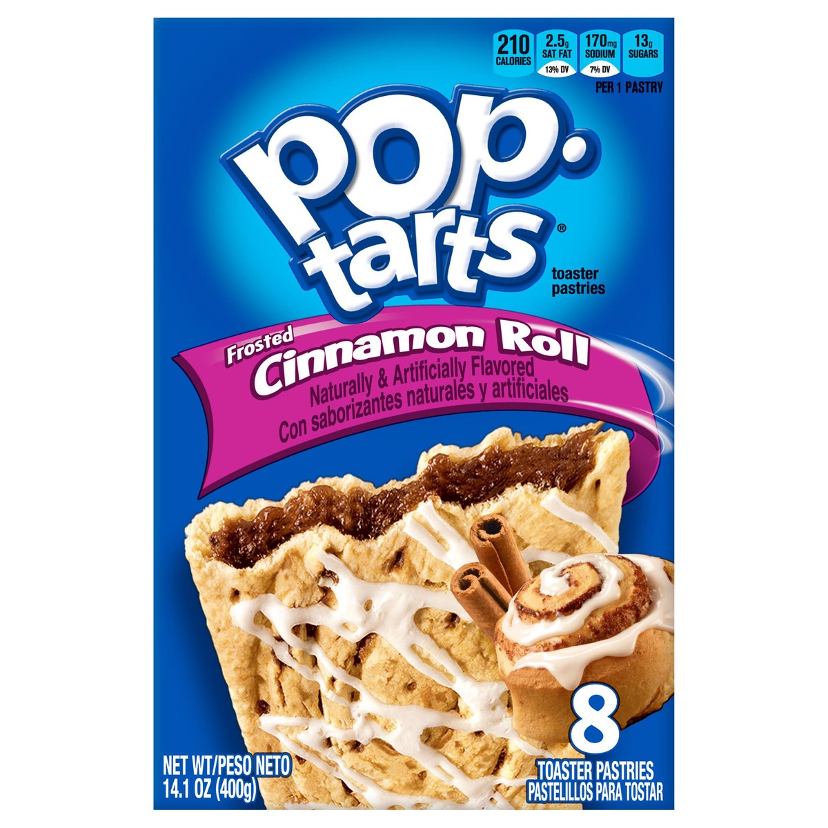 slide 1 of 10, Pop-Tarts Frosted Cinnamon Roll Toaster Pastries, 14.1 oz