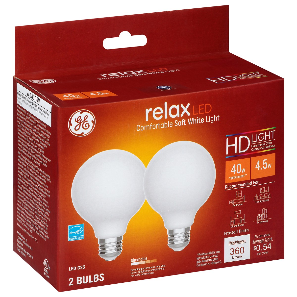 slide 2 of 11, GE Relax LED Soft White 4.5 Watts 2 Pack Light Bulbs 2 ea, 2 ct