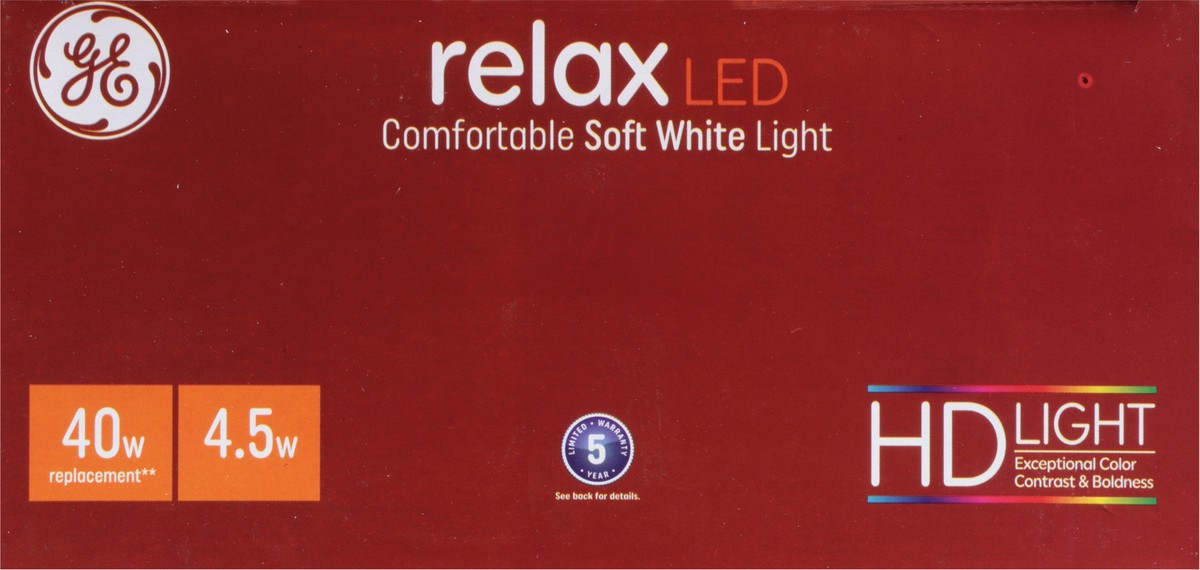 slide 7 of 11, GE Relax LED Soft White 4.5 Watts 2 Pack Light Bulbs 2 ea, 2 ct