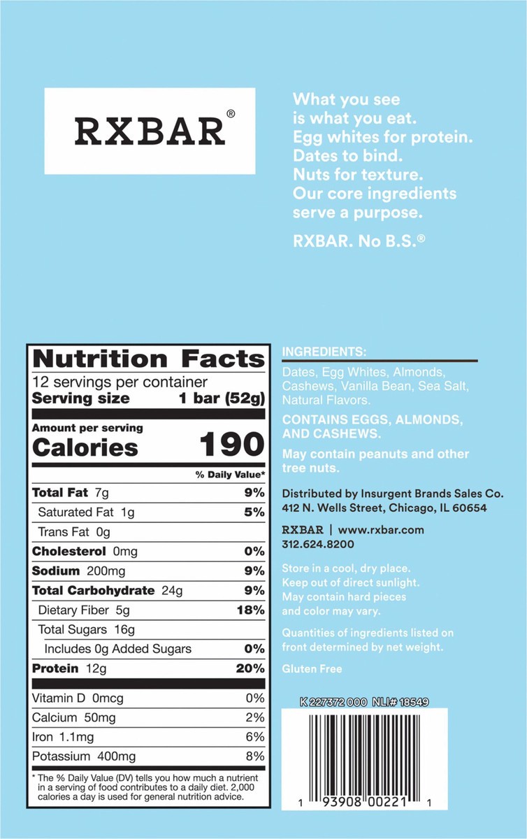 slide 3 of 13, RXBAR Protein Bars, Vanilla Almond, 22 oz, 12 Count, 22 oz