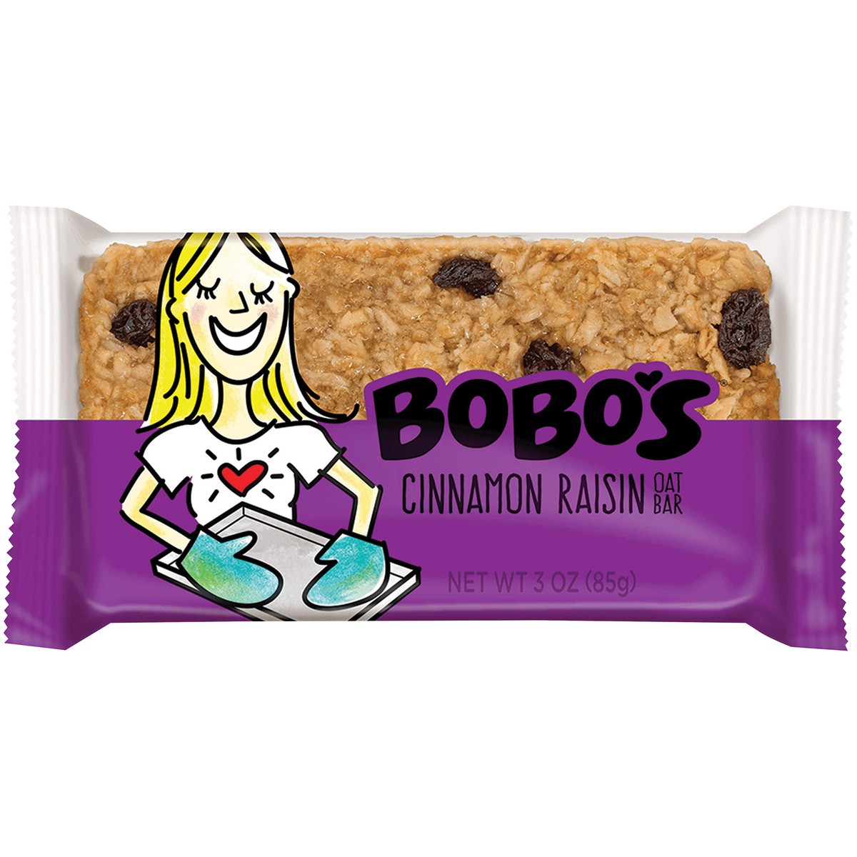 slide 3 of 6, Bobo's Cinnamon Raisin Oat Bar 3 oz. Wrapper, 3 oz