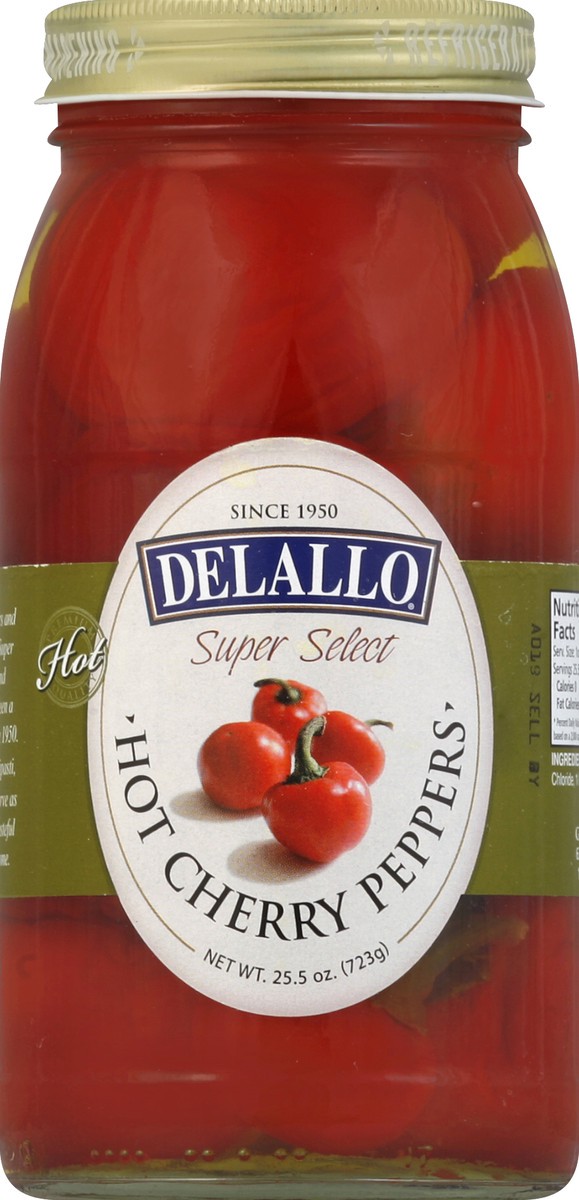 slide 2 of 2, DeLallo Super Select Hot Cherry Peppers, 25.5 oz