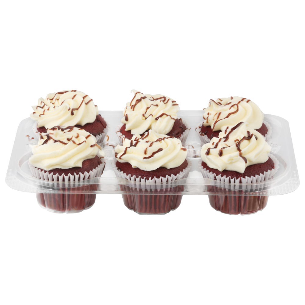 slide 1 of 1, Harris Teeter Fresh Foods Market Red Velvet Cupcakes, 6 ct