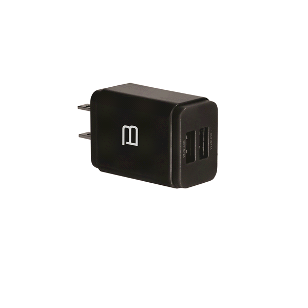 slide 1 of 1, Bytech Dual USB 2.4Amp Home Charger, Black, 1 ct