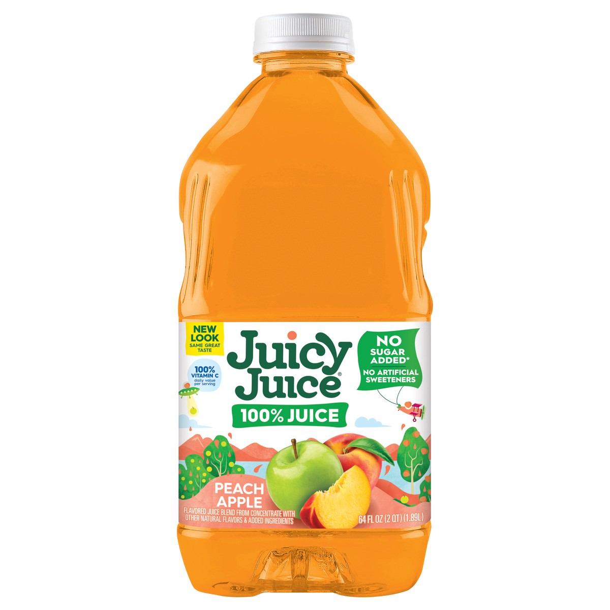 slide 1 of 9, Juicy Juice 100% Juice, Peach Apple, 64 Fl Oz Bottle, 64 fl oz