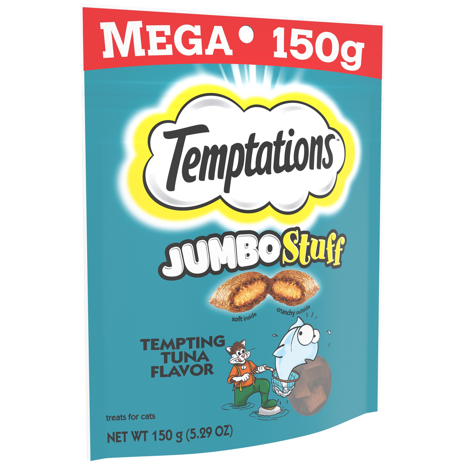 slide 4 of 10, Temptations Jumbo Stuff Crunchy And Soft Cat Treats Tempting Tuna Flavor, 5.29 oz