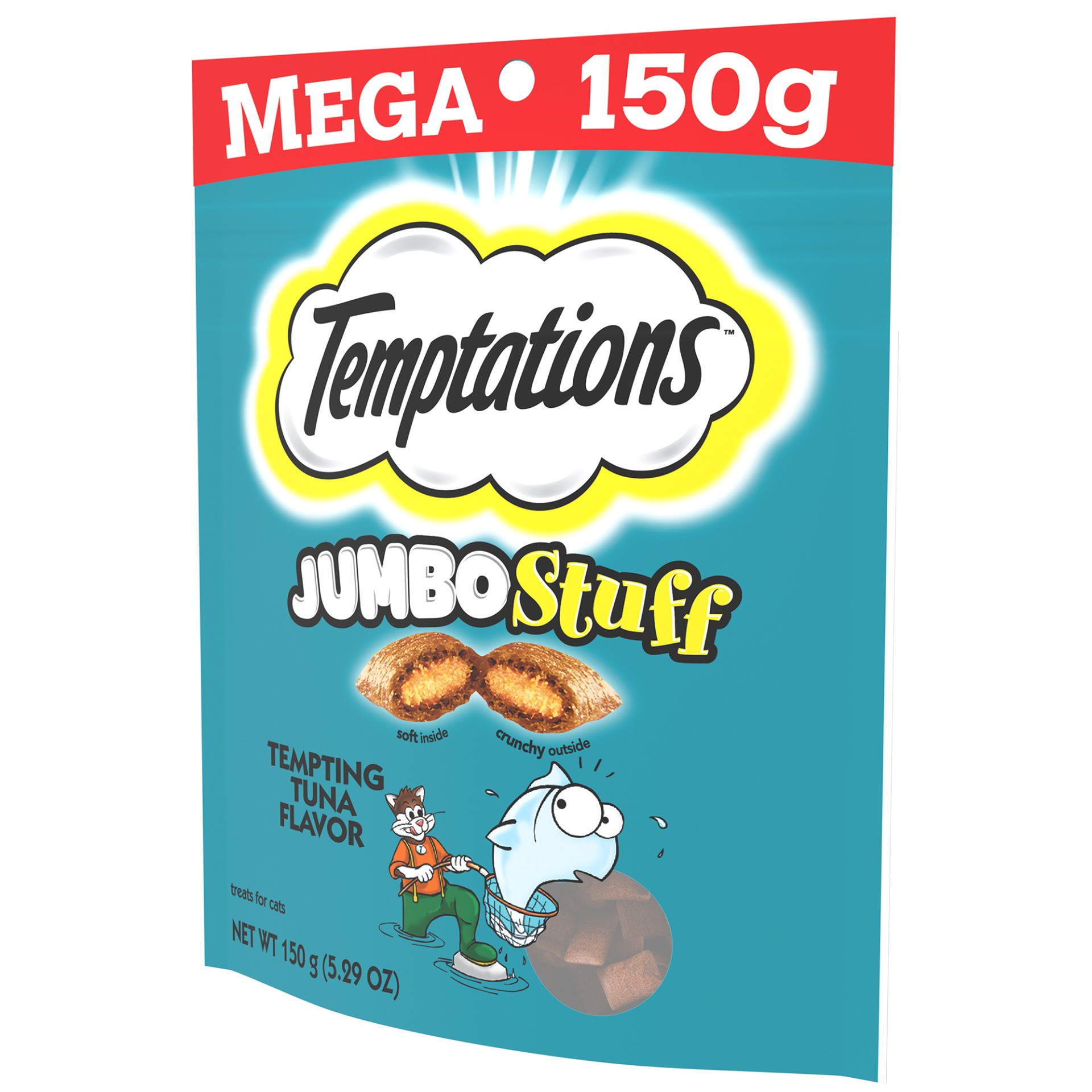 slide 2 of 4, Temptations Jumbo Stuff Crunchy And Soft Cat Treats Tempting Tuna Flavor, 5.3 Oz. Pouch, 5.29 oz