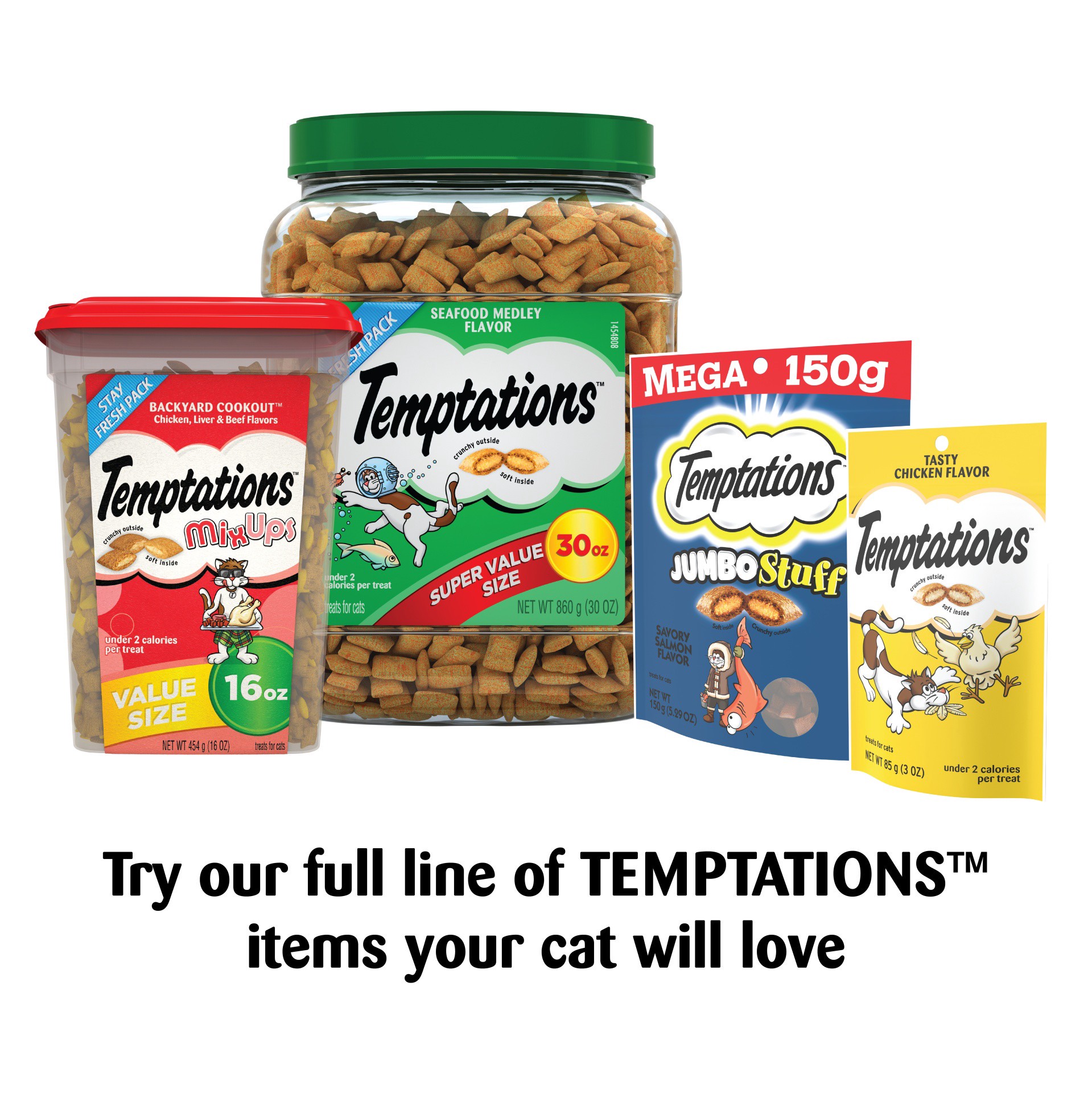 slide 9 of 10, Temptations Jumbo Stuff Crunchy And Soft Cat Treats Tempting Tuna Flavor, 5.29 oz