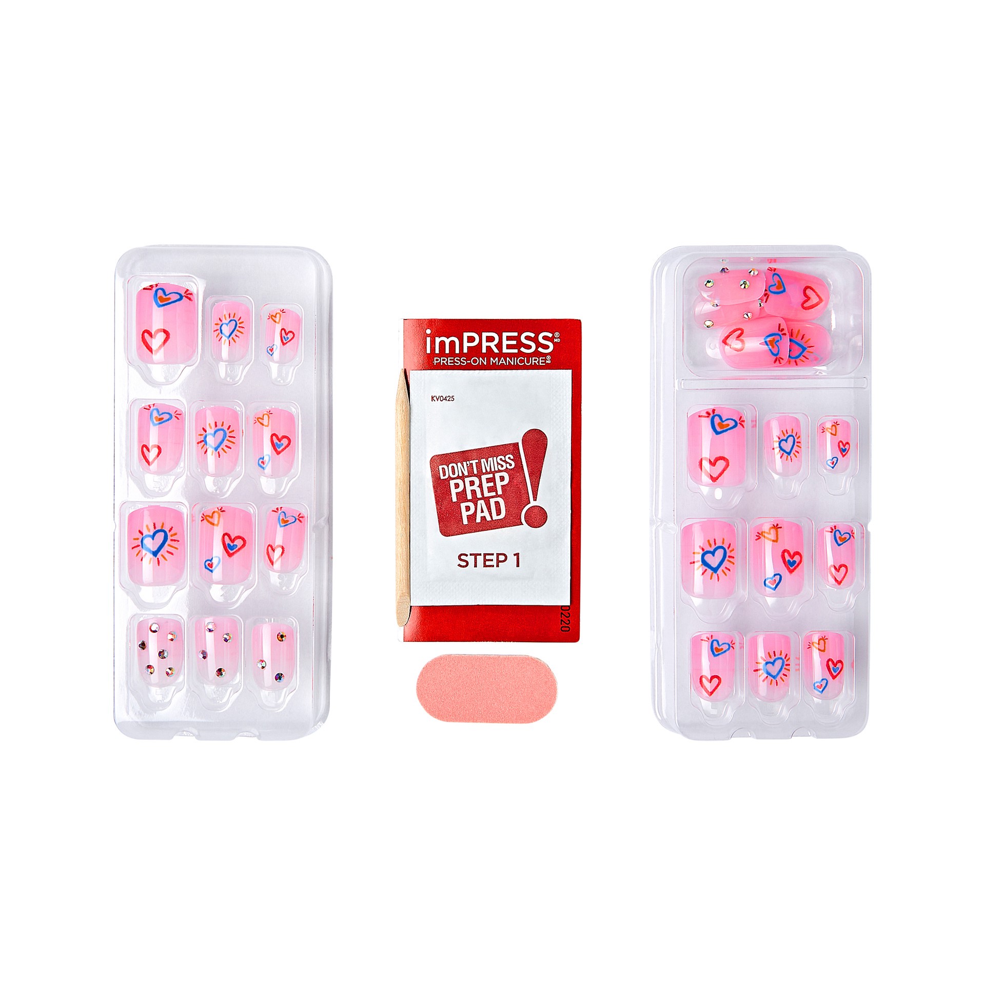 slide 2 of 5, imPRESS Press-On Nails Pride Manicure, No Glue Needed, Pink, Short, Square, 33 Ct., 34 pc