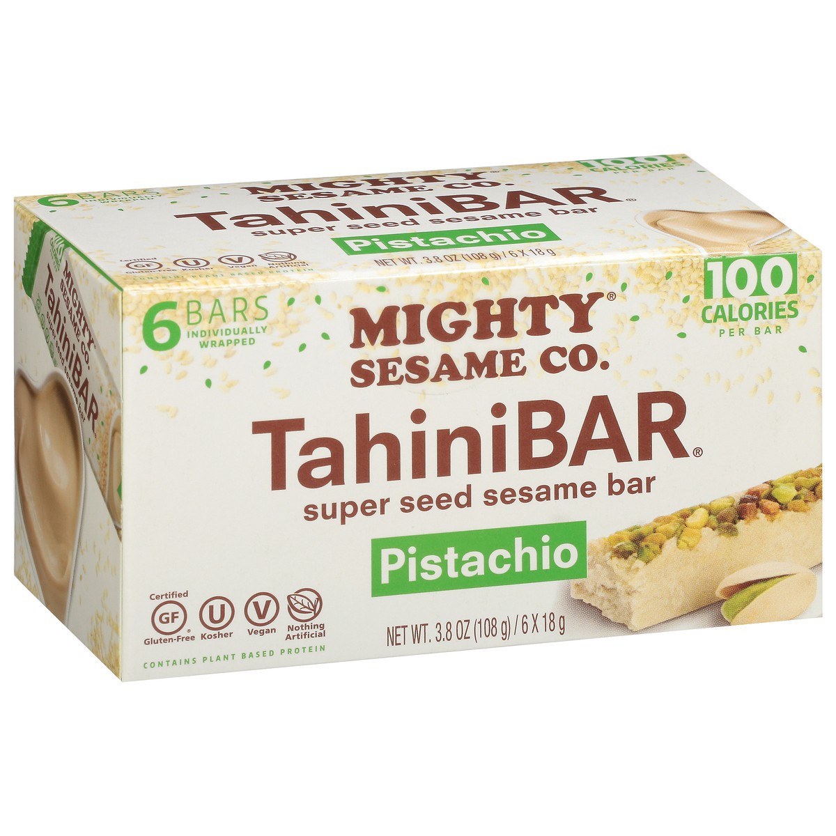 slide 2 of 9, Mighty Sesame Co. Super Seed Pistachio Sesame Bar Pack 6 - 18 g Bars, 6 ct