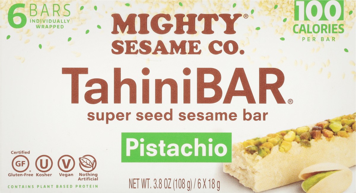 slide 5 of 9, Mighty Sesame Co. Super Seed Pistachio Sesame Bar Pack 6 - 18 g Bars, 6 ct