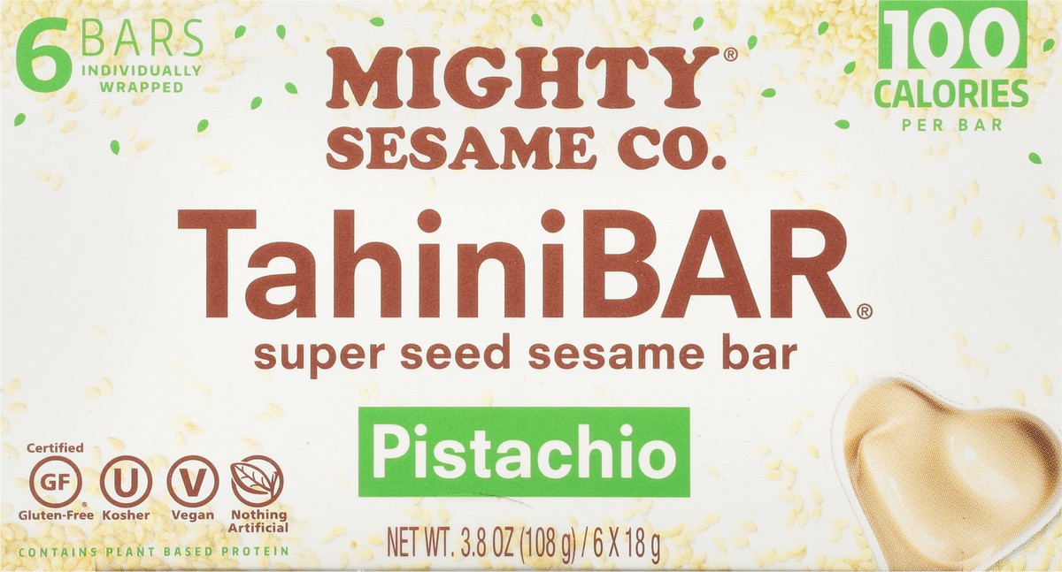 slide 9 of 9, Mighty Sesame Co. Super Seed Pistachio Sesame Bar Pack 6 - 18 g Bars, 6 ct