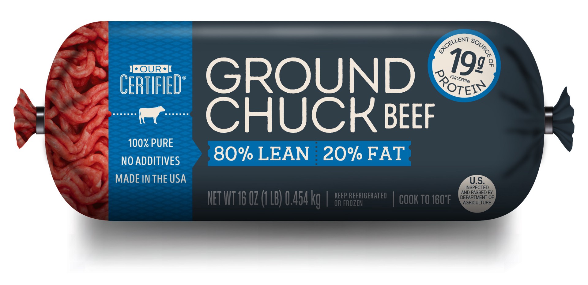 slide 1 of 5, Our Certified 80% Lean/20% Fat Ground Chuck Beef 16 oz, 16 oz