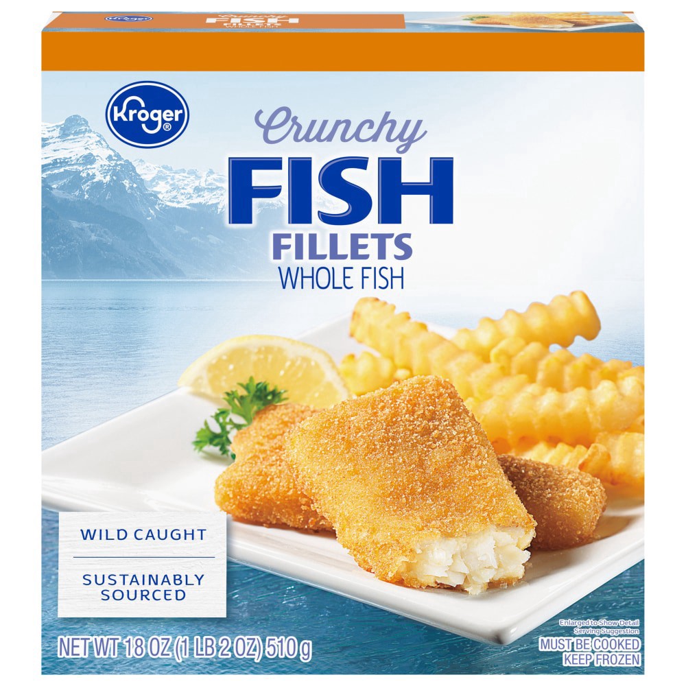 slide 1 of 5, Kroger Crunchy Fish Fillets, 18 oz