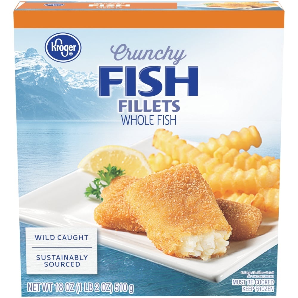 slide 1 of 1, Kroger Crunchy Fish Fillets, 18 oz